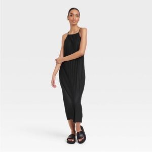 A New Day Black Plisse Halter Midi Dress XS